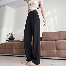 黑色西装阔腿裤2026新款春夏高腰小个子宽松垂感直筒拖地裤，女装休闲裤，云美莎专业女裤-全店现货