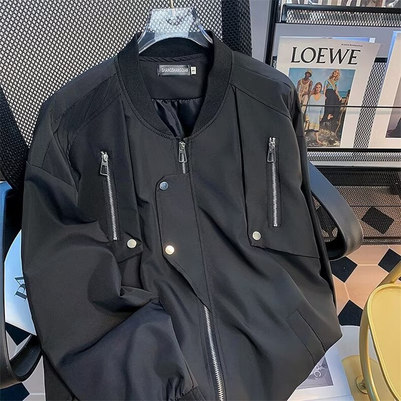 美式复古高街工装多口袋飞行员棒球服外套男ins宽松夹克 JK673图片