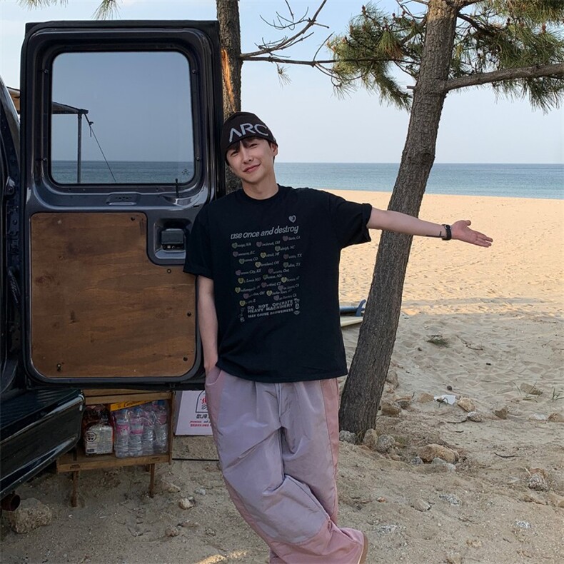 816B-T1063-P38夏季韩英文印花短袖ins,男装T恤,星座816B