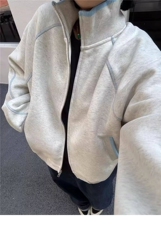 网图美式哈苏线运动外套男女情侣款2026春季新款开衫卫衣特P68，女装短外套，电商C306-1