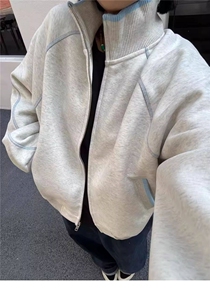网图 美式哈苏线运动外套男女情侣款2026春季新款开衫卫衣 特P68图片