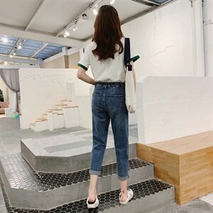 2021年春季裤子百搭牛仔时尚潮流显瘦高腰图片