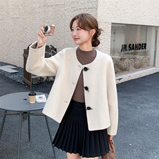 短款米白色双面呢羊毛外套女秋冬2025新款小个子气质百搭流行爆款，女装毛呢外套，1C150