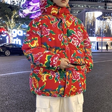 MY206东北大花连帽加厚保暖防寒棉衣外套风特色棉服情侣花衣，男装棉衣，星座115A(原星座507）