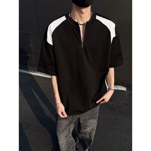 300克得物重磅100纯棉宽松撞色结构感光板短袖T恤男 RH5029-特P35图片