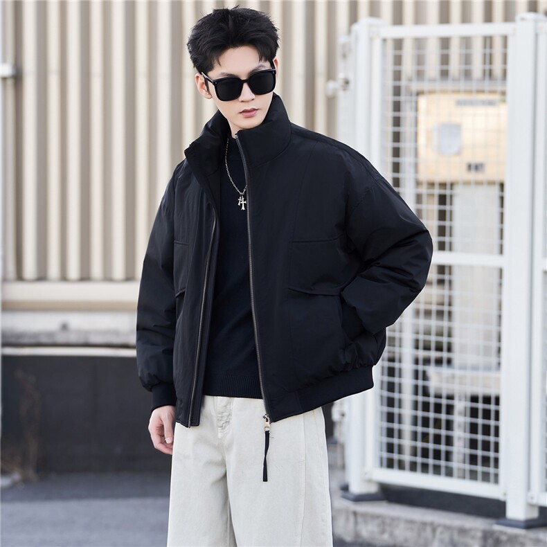 M-3XLB3539501P24590白鸭绒黑色立领冬羽绒服80-109g，男装羽绒服，电商B353