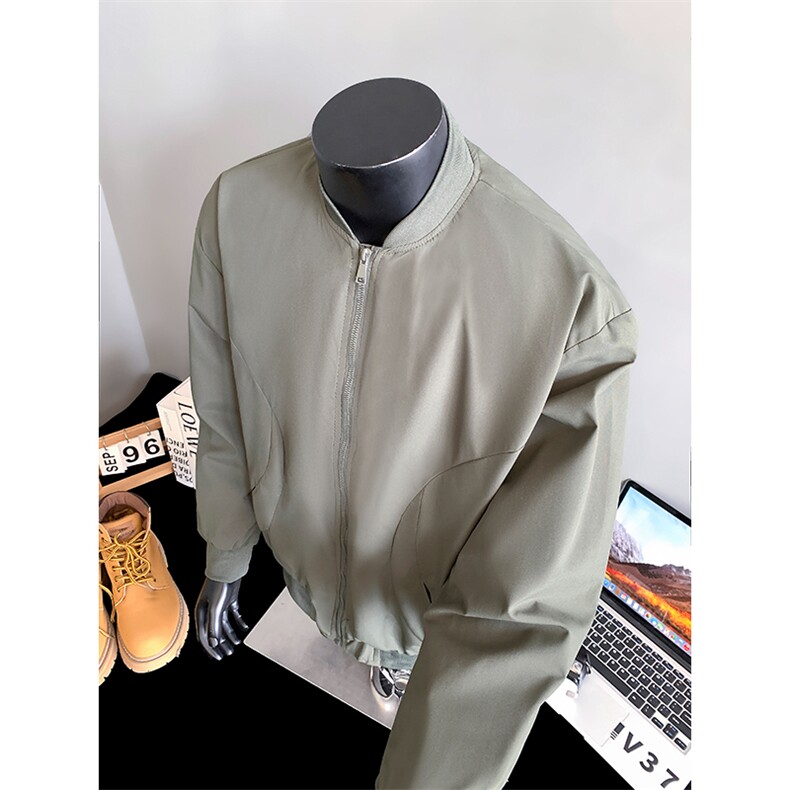 得物二开飞行服男士棒球领夹克弯刀口袋外套茄克A266-JK8016-P33,男装夹克,电商A266