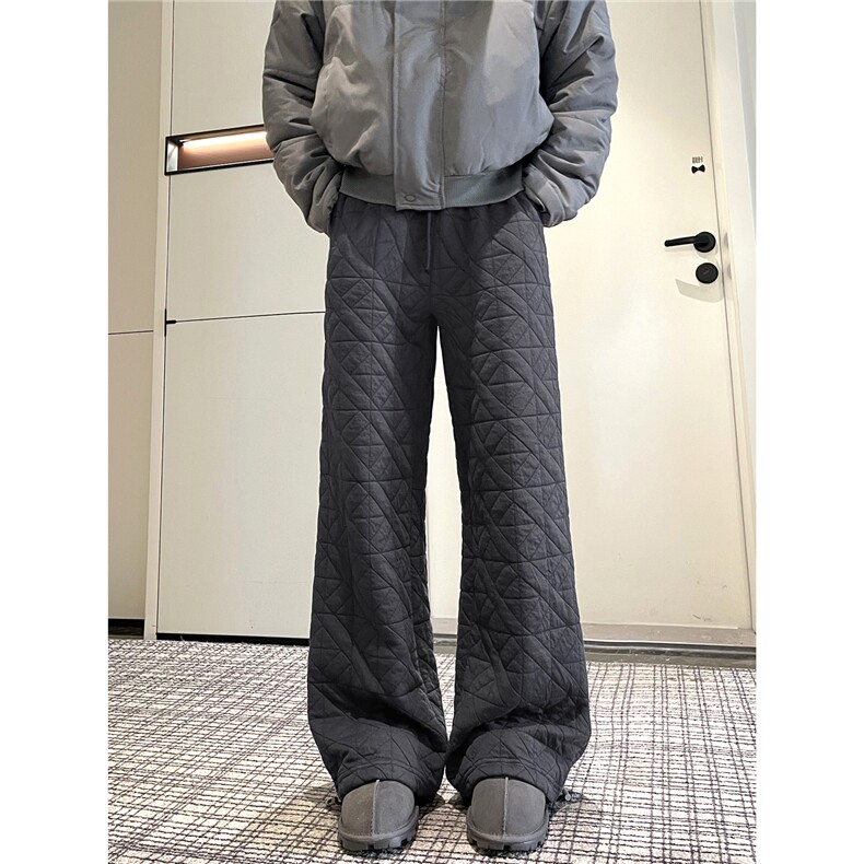 【现货】612-K228-P75冬季棉裤不规则菱格压线宽松直筒宽松休闲裤,男装休闲裤,星座612