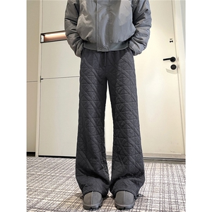 【现货】612-K228-P75冬季棉裤不规则菱格压线宽松直筒宽松休闲裤图片
