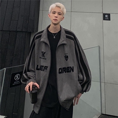 美式条纹鹿皮绒立领夹克宽松休闲拉链外套男JK108-P78，男装夹克，电商C307