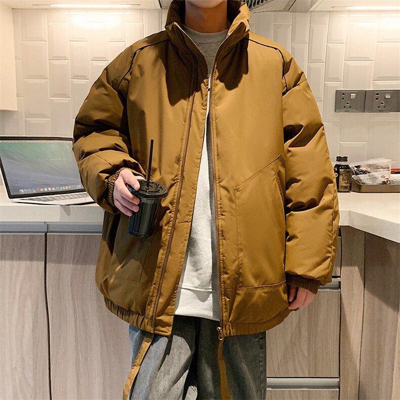 现货冬季美式休闲加厚雪山外套夹克立领纯色三防户外工装棉服,男装夹克,电商A486-1