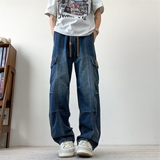 工装牛仔裤男女韩版潮流大口袋帅百搭2026夏季ins长裤RK2600-P60，男装牛仔裤，星座412-2