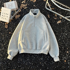 秋季新品潮牌轻奢休闲拼接半拉链纯色卫衣男女同款简约WB539-P45，男装卫衣，星座412-3