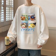 华夫格！2023秋季新款男士圆领卫衣潮流长袖T恤HWY10P30，男装卫衣，电商B220