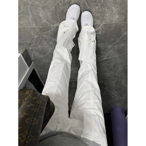 有货cleanfit白色牛仔裤男美式高街vibe裤子直筒微喇裤C112LL-P50图片
