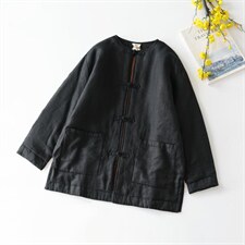 料盘扣衣，女装棉衣/棉服，蓝院