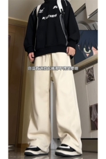 灯芯绒垂感运动卫裤男秋冬加绒加厚保暖阔腿裤超厚羊羔绒直筒裤子，男装休闲裤，电商A102
