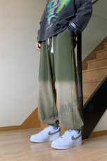 109-K133-P55秋季大码美式高街渐变水洗束口卫裤M-8XL，男装休闲裤，星座109