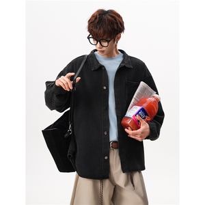 8XL-M 特大码牛仔衬衫宽松浅蓝色牛仔外套男休闲衬衫CS502P68控88图片
