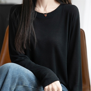 宽松慵懒风冰丝防晒T恤女2025夏长袖薄款大码小个子打底针织罩衫图片