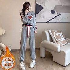现货运动服套装女冬2025新款时尚洋气加绒加厚卫衣长裤两件套，男装休闲套装，星座1210-1