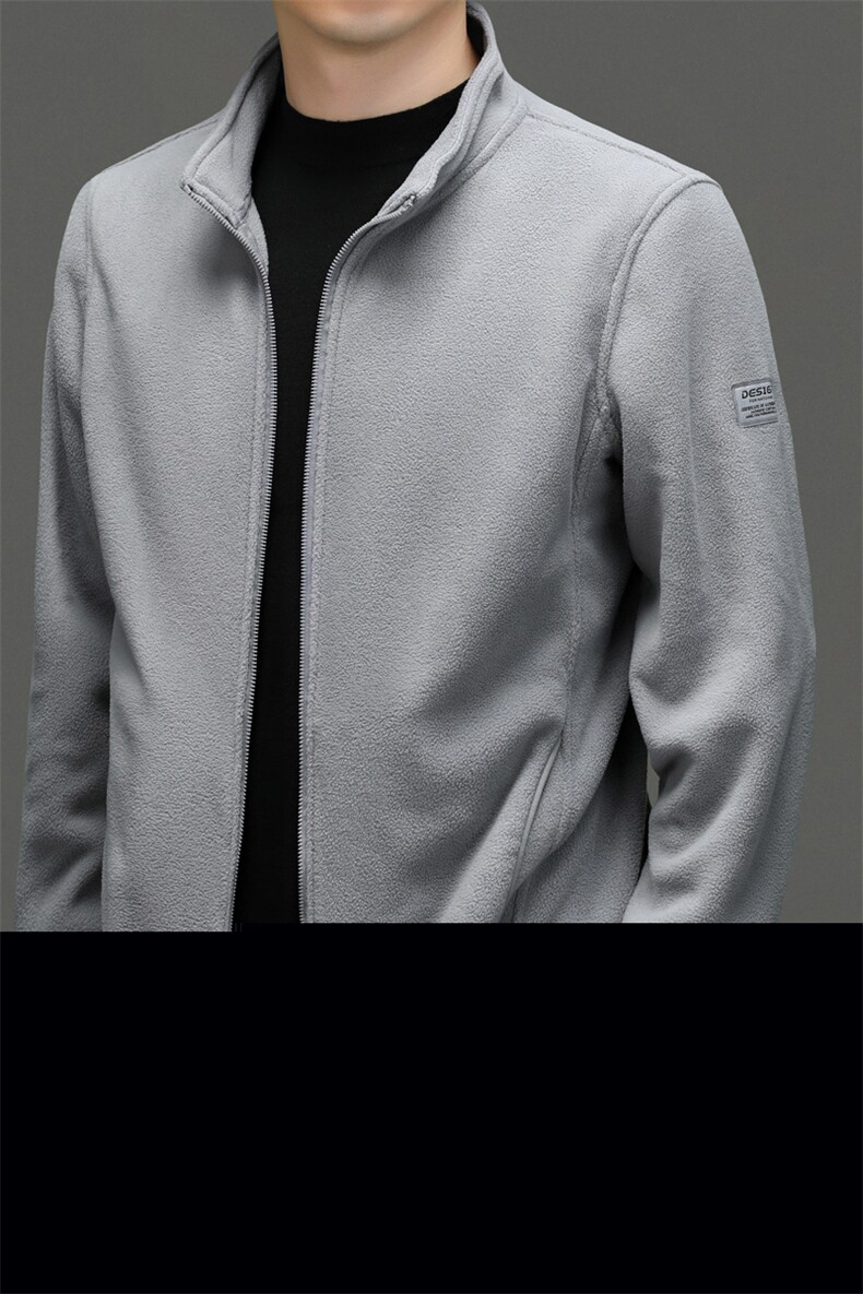 夹克外套男立领上衣春秋季中年男士休闲保暖摇粒绒男装,男装夹克,电商B212（原钱塘6029）