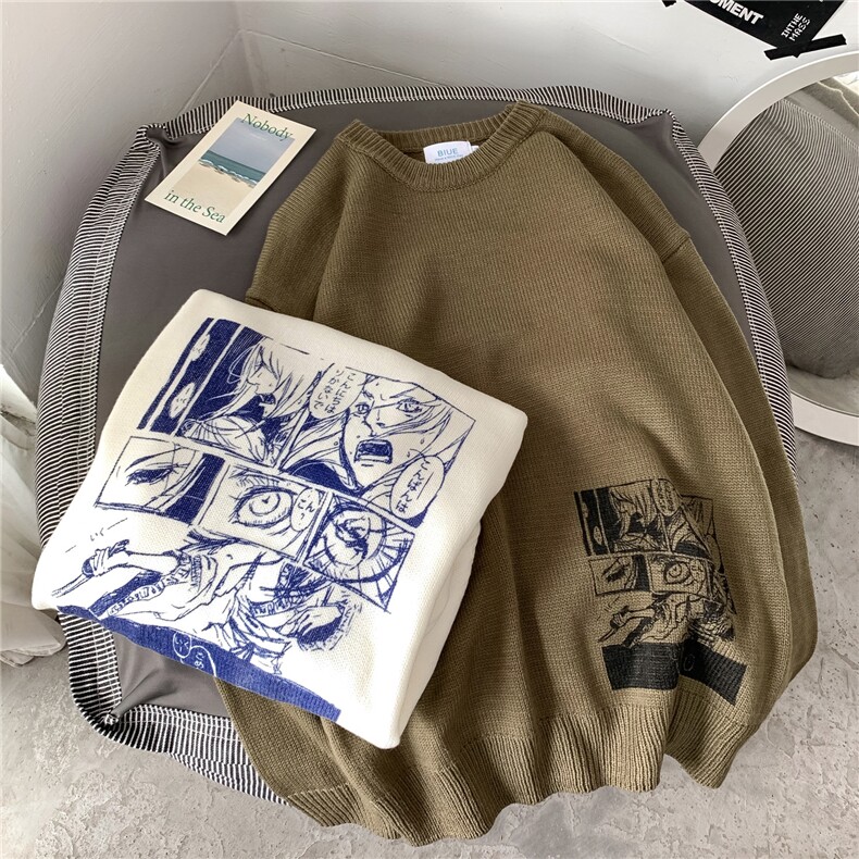 秋冬chic网红漫画情侣毛衣上衣针织衫保暖时尚毛衣男T015,男装针织衫/毛衣,星座1501