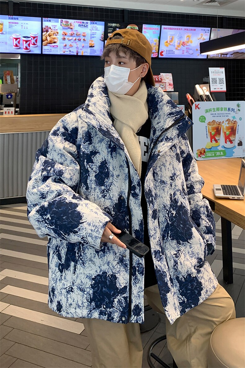 （）卡通工艺立领潮牌宽松情侣学生面包服鸭绒羽绒服控398,男装羽绒服,星座301D-4(原星座1004-4）