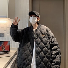 菱形格棉衣男韩版潮流帅气2025冬季新款ins宽松百搭外套W3939-P68，男装棉衣，星座412