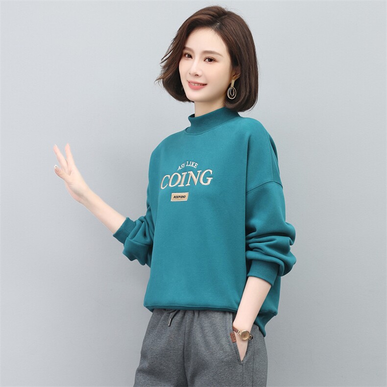 高档棉春秋薄款圆领卫衣女装2025新款韩版时尚减龄长袖上衣,女装卫衣/绒衫,璐依舞