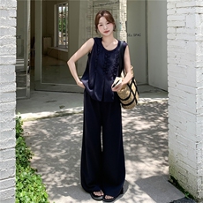 现货210-3273-P165-K218新款法式宽松马甲上衣配阔腿裤2025年夏季，女装套装/套裙，浙宝210（原浙宝191）