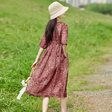 2026年夏季女士短袖旅游日常聚会约会户外婚礼逛街，女装连衣裙，江南依恋
