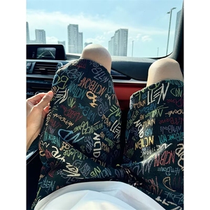 美式字母涂鸦短裤男款夏潮牌休闲运动裤痞帅五分裤子男K6558-P34图片