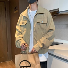 小众双头拉链工装外套男春秋季垫肩金属扣设计感翻领夹克C402P60，男装夹克，星座1116-2