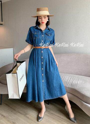 【现货】夏季新款短袖牛仔长裙，女装，珂 慧