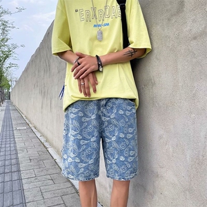 牛仔短裤男潮牌ins潮流宽松休闲五分裤韩版痞帅百搭中裤DK577-p35图片