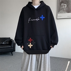 秋季美式小众情侣加厚外套宽松重工贴片刺绣连帽卫衣男潮WY22P78，女装短外套，电商D206-1