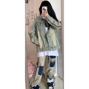 JK8887-P57 复古美式拉链长袖牛仔外套图片