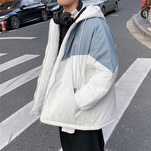 外景情侣冬季宽松百搭冲锋棉衣男港风连帽棉服男外套7786P60控98图片