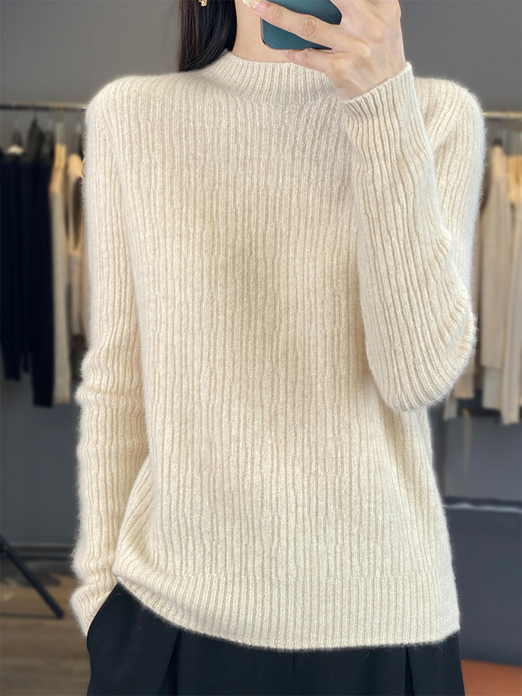 2025年秋季新款百搭一线条纹，女装羊毛衫，浙麦羊绒