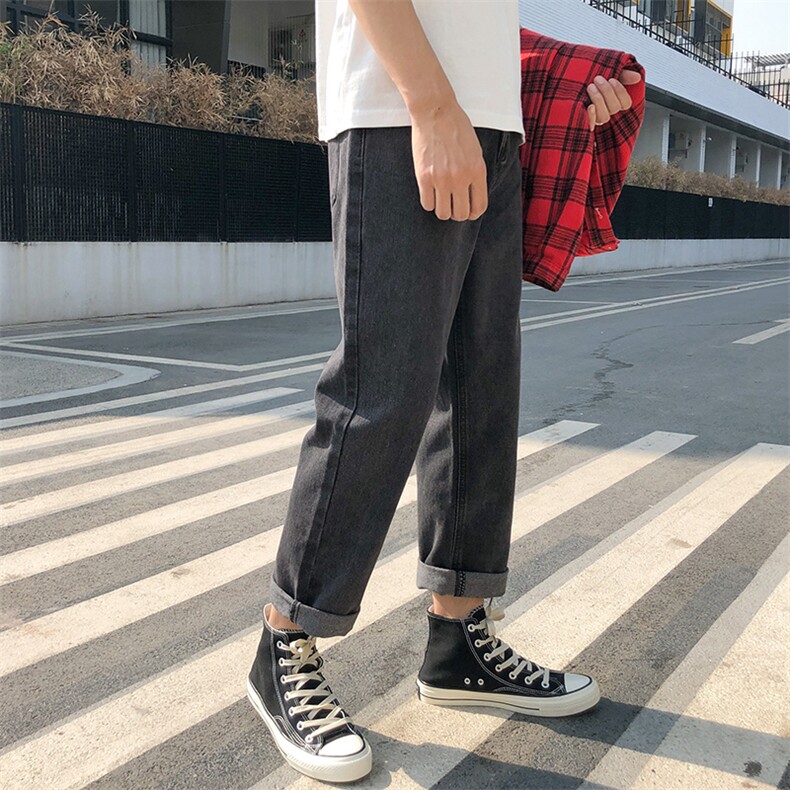 2021港风春夏男装牛仔裤做旧直筒宽松九分牛仔裤N,男装牛仔裤,星座1013-1