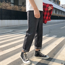 2021港风春夏男装牛仔裤做旧直筒宽松九分牛仔裤N，男装牛仔裤，星座1013-1
