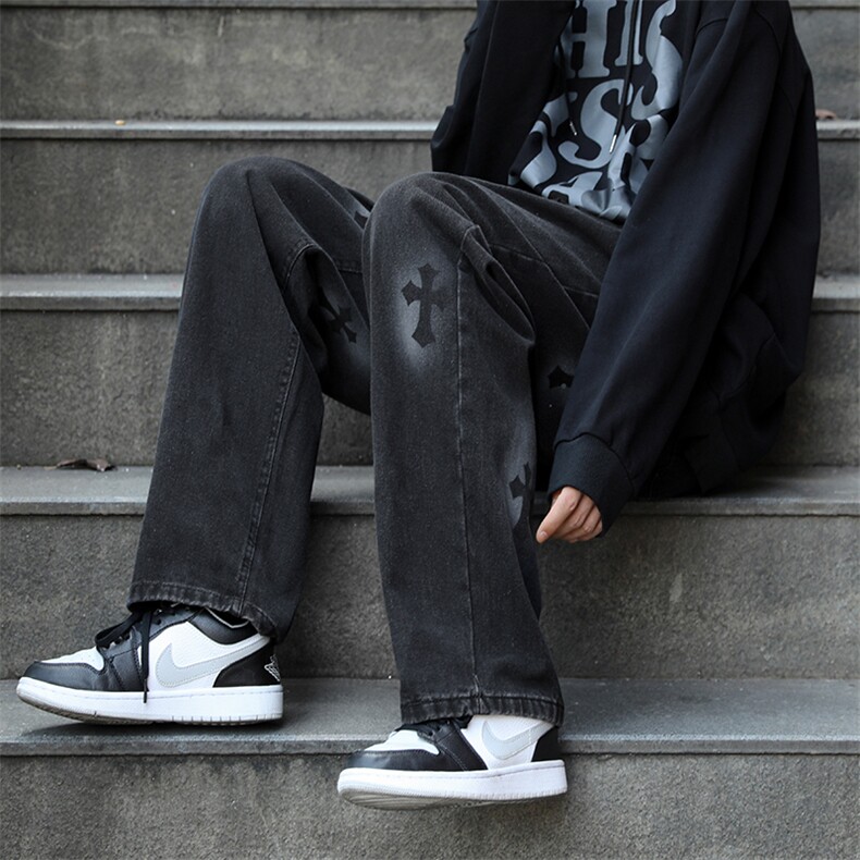 牛仔裤男宽松直筒裤K1827P48,男装牛仔裤,星座1116-2