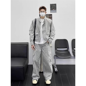 现货得物二开 复古工装宽松立领水洗cleanfit夹克美式JK1252-P98图片