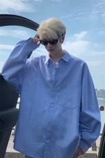 衬衫男秋季新款港风宽松大码条纹长袖衬衣CS801-特P29，男装衬衫，星座214-3