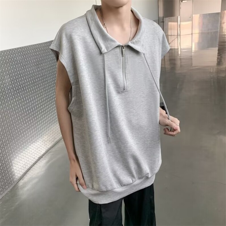 宽肩背心男夏季薄款美式高街半拉链立领无袖JT11P35,男装背心/马甲,星座1116-2