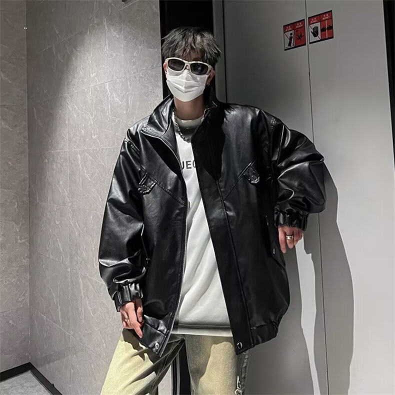 春季新款时尚皮夹克外套  LW75 P80图片