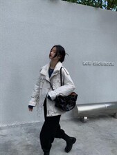 翻领廓形羽绒服 Size：SM，女装羽绒服，里奈(1F)