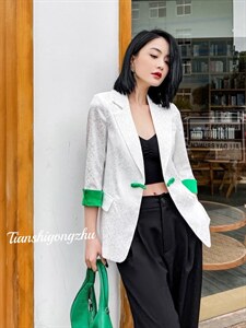 风盘扣不带里衬西装外套,女装西装,天使公主