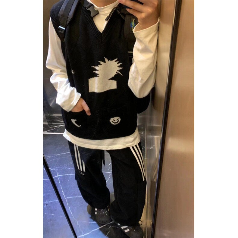 设计感口袋V领马甲宽松无袖坎肩男女针织背心MY01-P58,男装针织衫/毛衣,星座1501-3